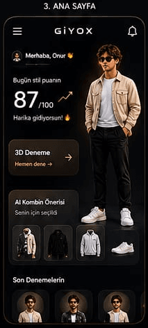 GiyOX Mobil Uygulama Arayüzü